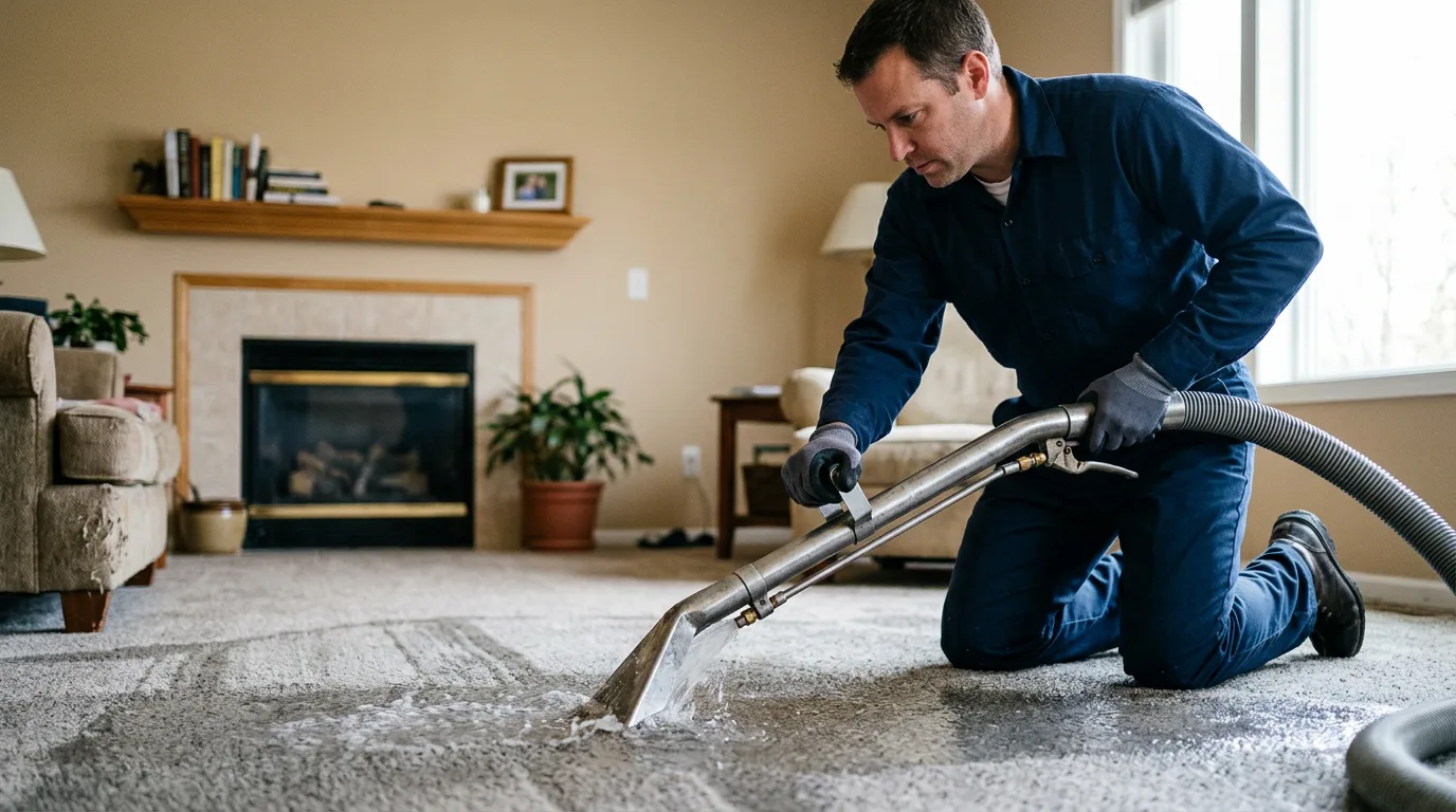 Water damage restoration technician working near Attica, NY
